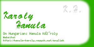 karoly hanula business card